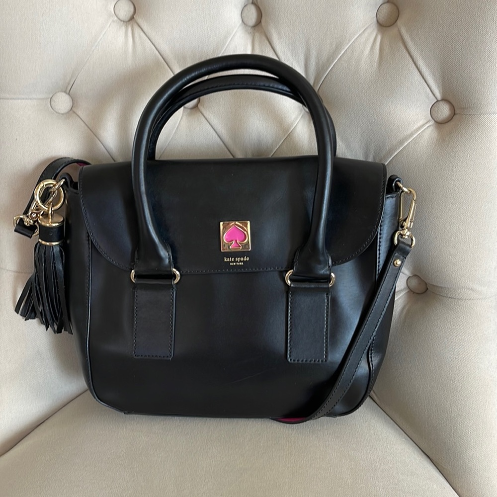 Kate spade black smooth leather convertible tote Shoulder bag